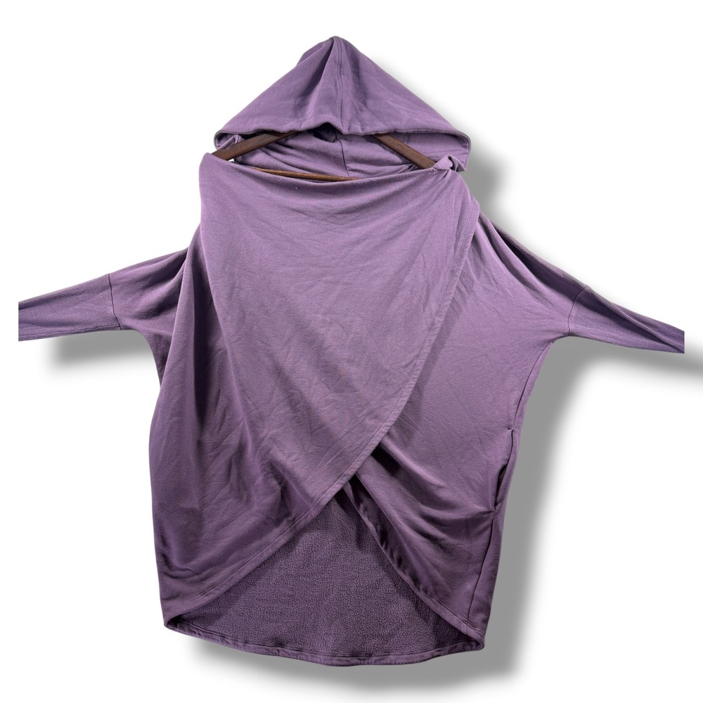 Athleta Purvida Wrap Hoodie Purple Fleece Crossover Tulip Front Sweatshirt Small